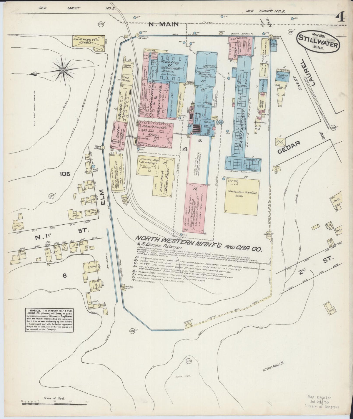 Sanborn Fire Insurance Map from Stillwater, Washington County, Minnesota (1884), Sheet #0004 - Historic Sanborn Fire Insurance Map Print, vintage old map wall art, antique decor, genealogy gift, Minnesota Minnesota map