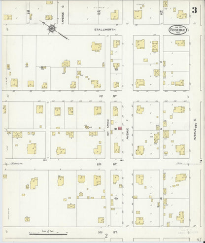Sanborn Fire Insurance Map from Rosebud, Falls County, Texas (1914), Sheet #0003 - Complete Map Set gallery image, historic Sanborn map, vintage wall art, Texas Texas
