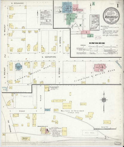 Sanborn Fire Insurance Map from Wakarusa, Elkhart County, Indiana (1914), Sheet #0001 - Complete Map Set gallery image, historic Sanborn map, vintage wall art, Indiana Indiana