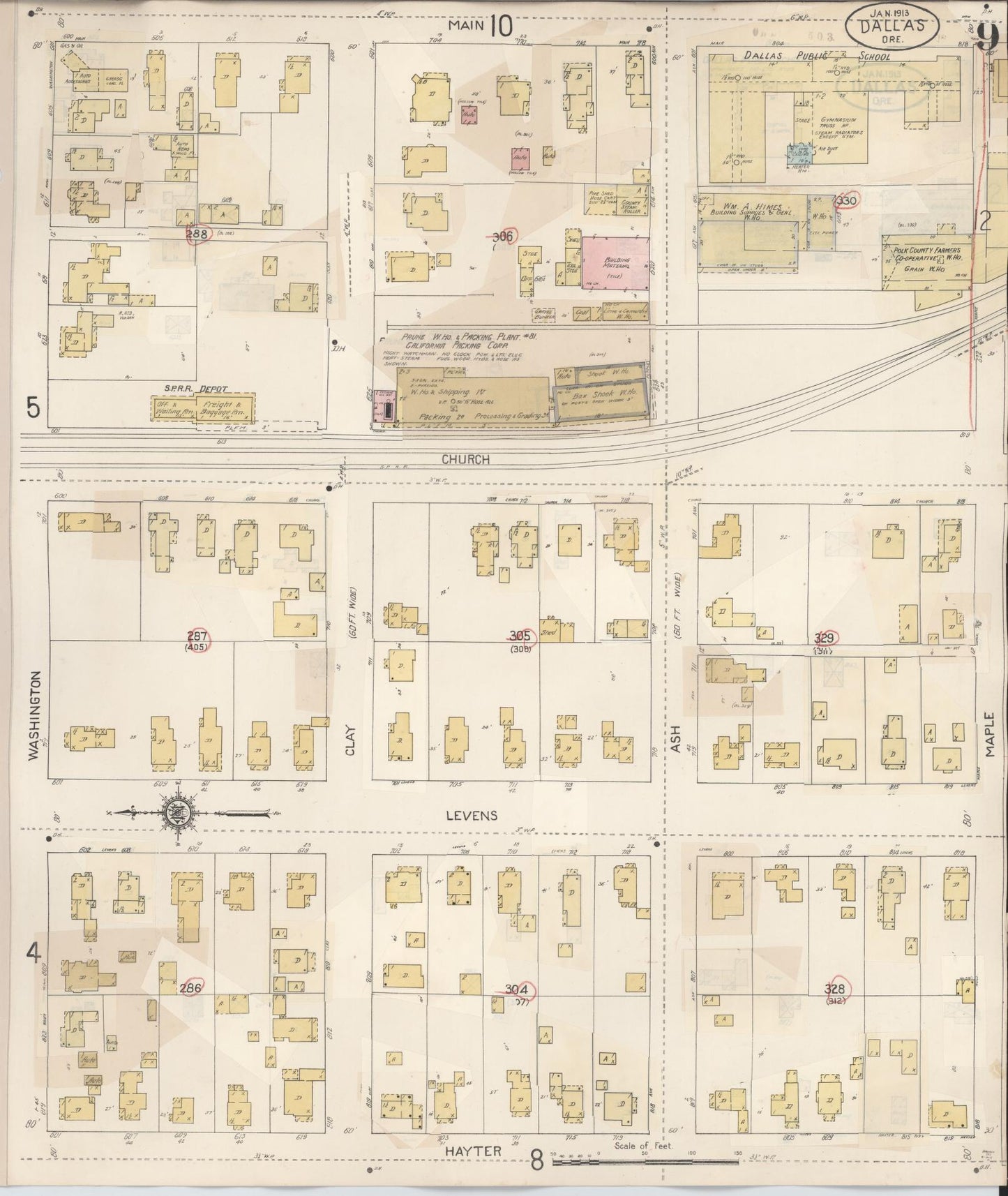 Sanborn Fire Insurance Map from Dallas, Polk County, Oregon (1939), Sheet #0009 - Complete Map Set gallery image, historic Sanborn map, vintage wall art, Oregon Oregon