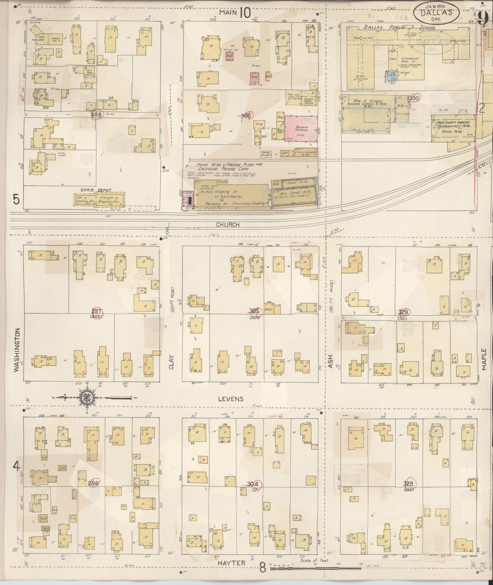 Sanborn Fire Insurance Map from Dallas, Polk County, Oregon (1939), Sheet #0009 - Complete Map Set gallery image, historic Sanborn map, vintage wall art, Oregon Oregon