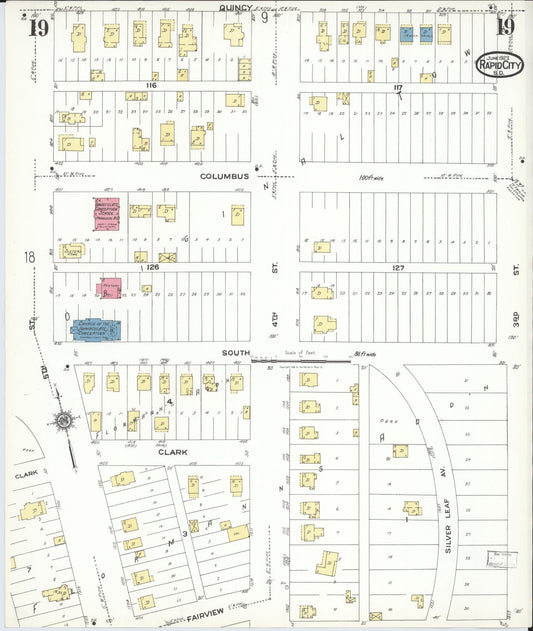 Sanborn Fire Insurance Map from Rapid City, Pennington County, South Dakota (1923), Sheet #0019 - Historic Sanborn Fire Insurance Map Print, vintage old map wall art, antique decor, genealogy gift, South Dakota South Dakota map