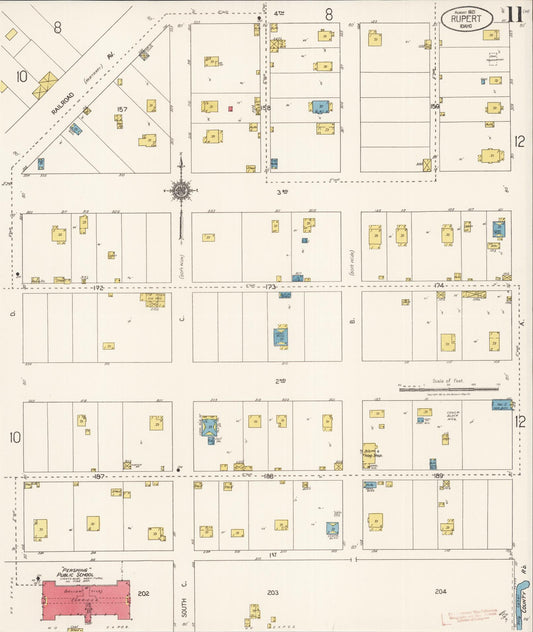Sanborn Fire Insurance Map from Rupert, Minidoka County, Idaho (1921), Sheet #0011 - Historic Sanborn Fire Insurance Map Print, vintage old map wall art, antique decor, genealogy gift, Idaho Idaho map