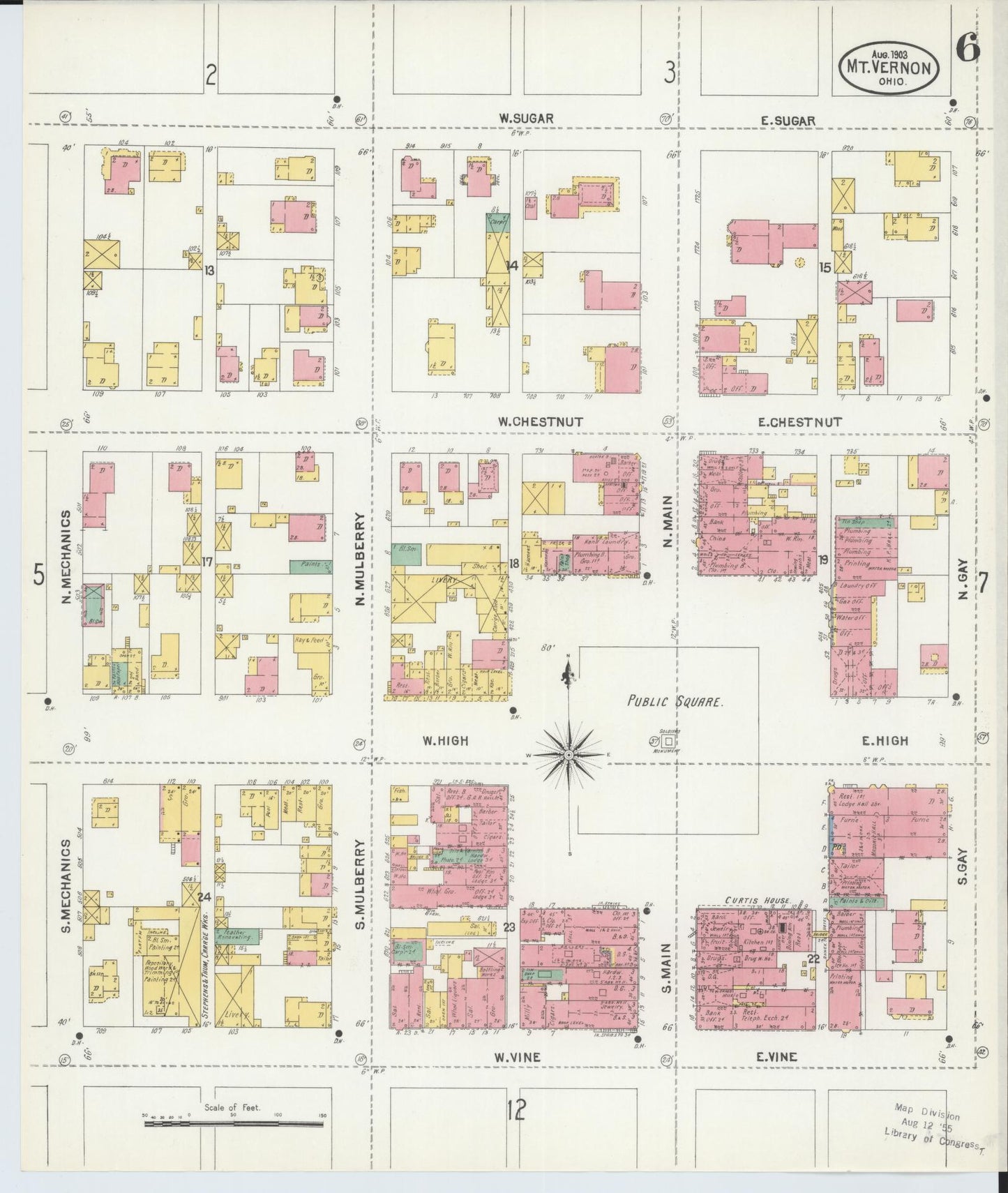 Sanborn Fire Insurance Map from Mount Vernon, Knox County, Ohio (1903), Sheet #0006 - Historic Sanborn Fire Insurance Map Print, vintage old map wall art, antique decor, genealogy gift, Ohio Ohio map