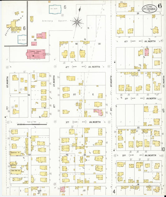 Sanborn Fire Insurance Map from Fort Dodge, Webster County, Iowa (1900), Sheet #0006 - Historic Sanborn Fire Insurance Map Print, vintage old map wall art