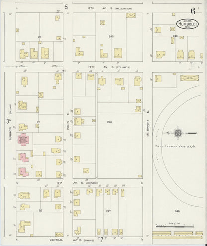 Sanborn Fire Insurance Map from Humboldt, Gibson County, Tennessee (1915), Sheet #0006 - Complete Map Set gallery image, historic Sanborn map, vintage wall art, Tennessee Tennessee