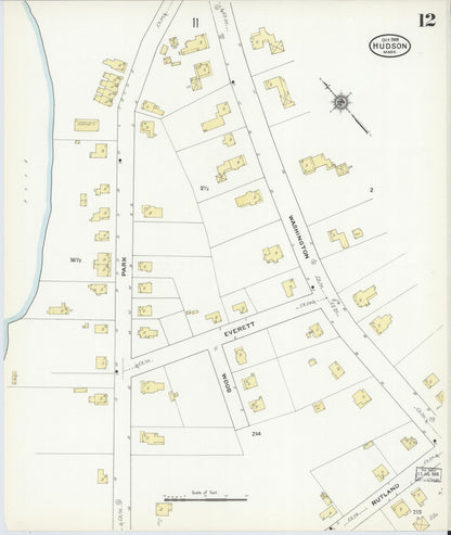 Sanborn Fire Insurance Map from Hudson, Middlesex County, Massachusetts (1909), Sheet #0012 - Complete Map Set gallery image, historic Sanborn map, vintage wall art, Massachusetts Massachusetts