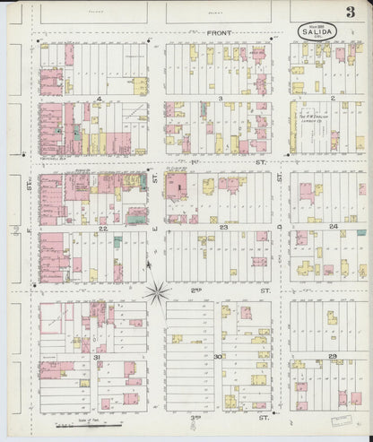 Sanborn Fire Insurance Map from Salida, Chaffee County, Colorado (1893), Sheet #0003 - Complete Map Set gallery image, historic Sanborn map, vintage wall art, Colorado Colorado