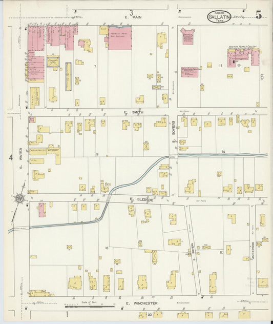 Sanborn Fire Insurance Map from Gallatin, Sumner County, Tennessee (1913), Sheet #0005 - Historic Sanborn Fire Insurance Map Print, vintage old map wall art, antique decor, genealogy gift, Tennessee Tennessee map
