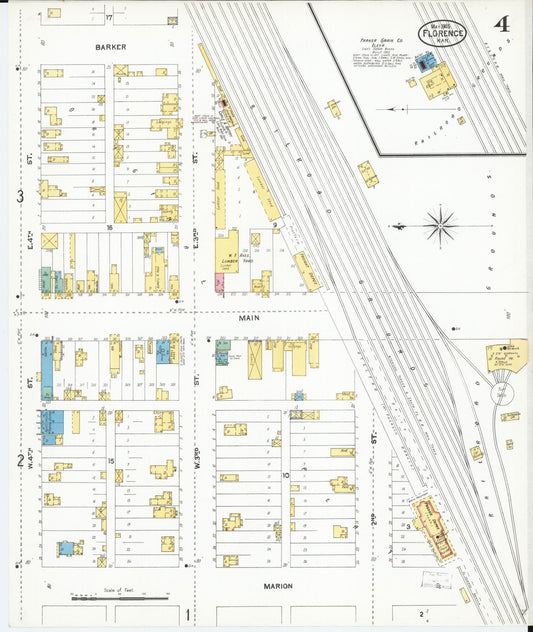 Sanborn Fire Insurance Map from Florence, Marion County, Kansas (1905), Sheet #0004 - Historic Sanborn Fire Insurance Map Print, vintage old map wall art, antique decor, genealogy gift, Kansas Kansas map