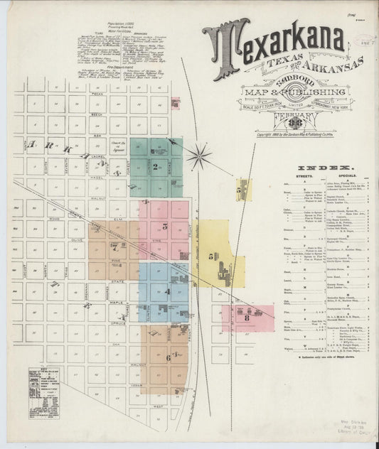 Sanborn Fire Insurance Map from Texarkana, Bowie County, Texas (1888), Sheet #0001 - Complete Map Set gallery image, historic Sanborn map, vintage wall art, Texas Texas