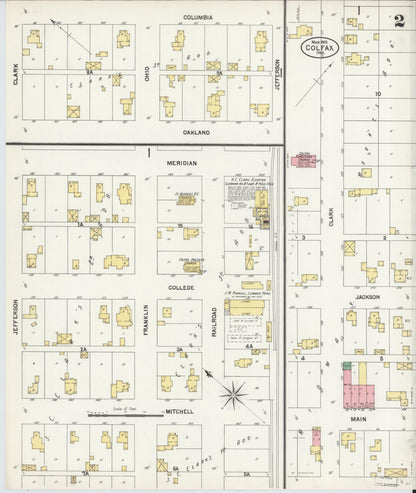 Sanborn Fire Insurance Map from Colfax, Clinton County, Indiana (1902), Sheet #0002 - Historic Sanborn Fire Insurance Map Print, vintage old map wall art, antique decor, genealogy gift, Indiana Indiana map