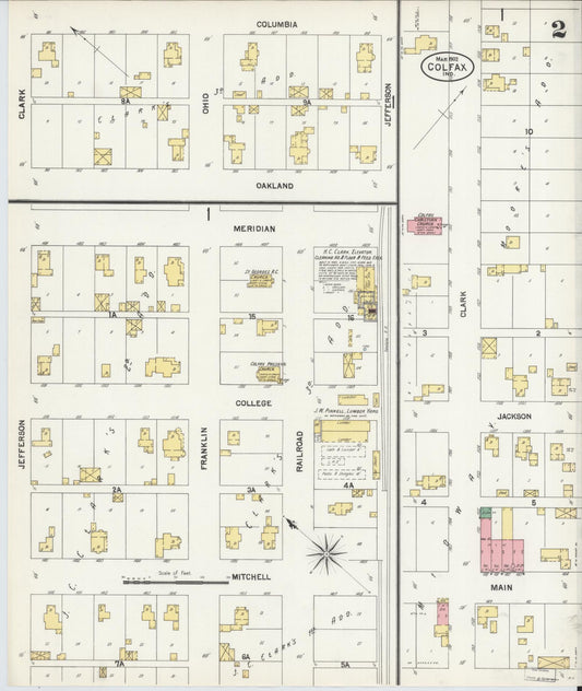 Sanborn Fire Insurance Map from Colfax, Clinton County, Indiana (1902), Sheet #0002 - Historic Sanborn Fire Insurance Map Print, vintage old map wall art, antique decor, genealogy gift, Indiana Indiana map
