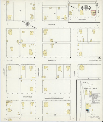 Sanborn Fire Insurance Map from Nocona, Montague County, Texas (1914), Sheet #0004 - Complete Map Set gallery image, historic Sanborn map, vintage wall art, Texas Texas