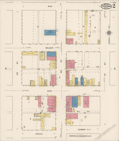 Sanborn Fire Insurance Map from Texhoma, Texas County, Oklahoma and Sherman County, Texas, Texas (1922), Sheet #0002 - Complete Map Set gallery image, historic Sanborn map, vintage wall art, Texhoma Texas