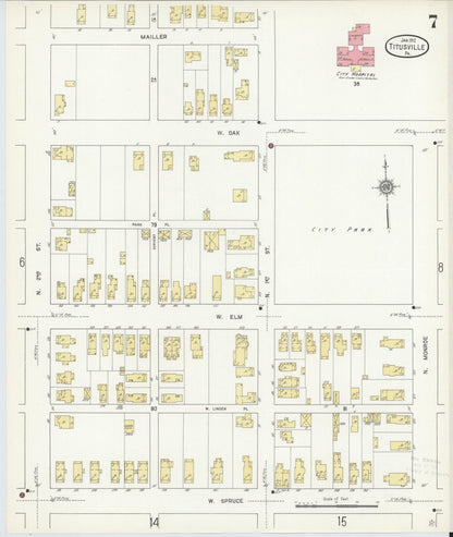 Sanborn Fire Insurance Map from Titusville, Crawford County, Pennsylvania (1912), Sheet #0007 - Historic Sanborn Fire Insurance Map Print, vintage old map wall art, antique decor, genealogy gift, Pennsylvania Pennsylvania map