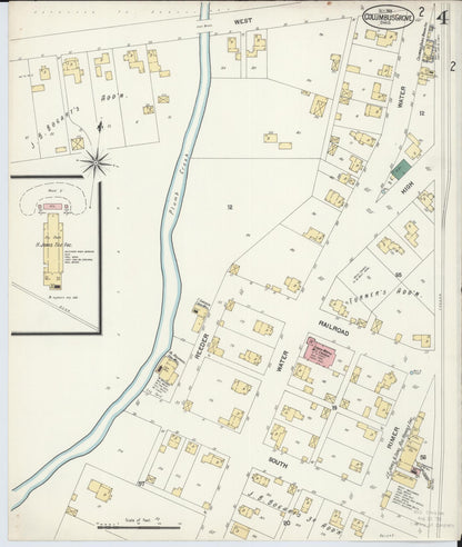 Sanborn Fire Insurance Map from Columbus Grove, Putnam County, Ohio (1901), Sheet #0004 - Historic Sanborn Fire Insurance Map Print, vintage old map wall art, antique decor, genealogy gift, Ohio Ohio map