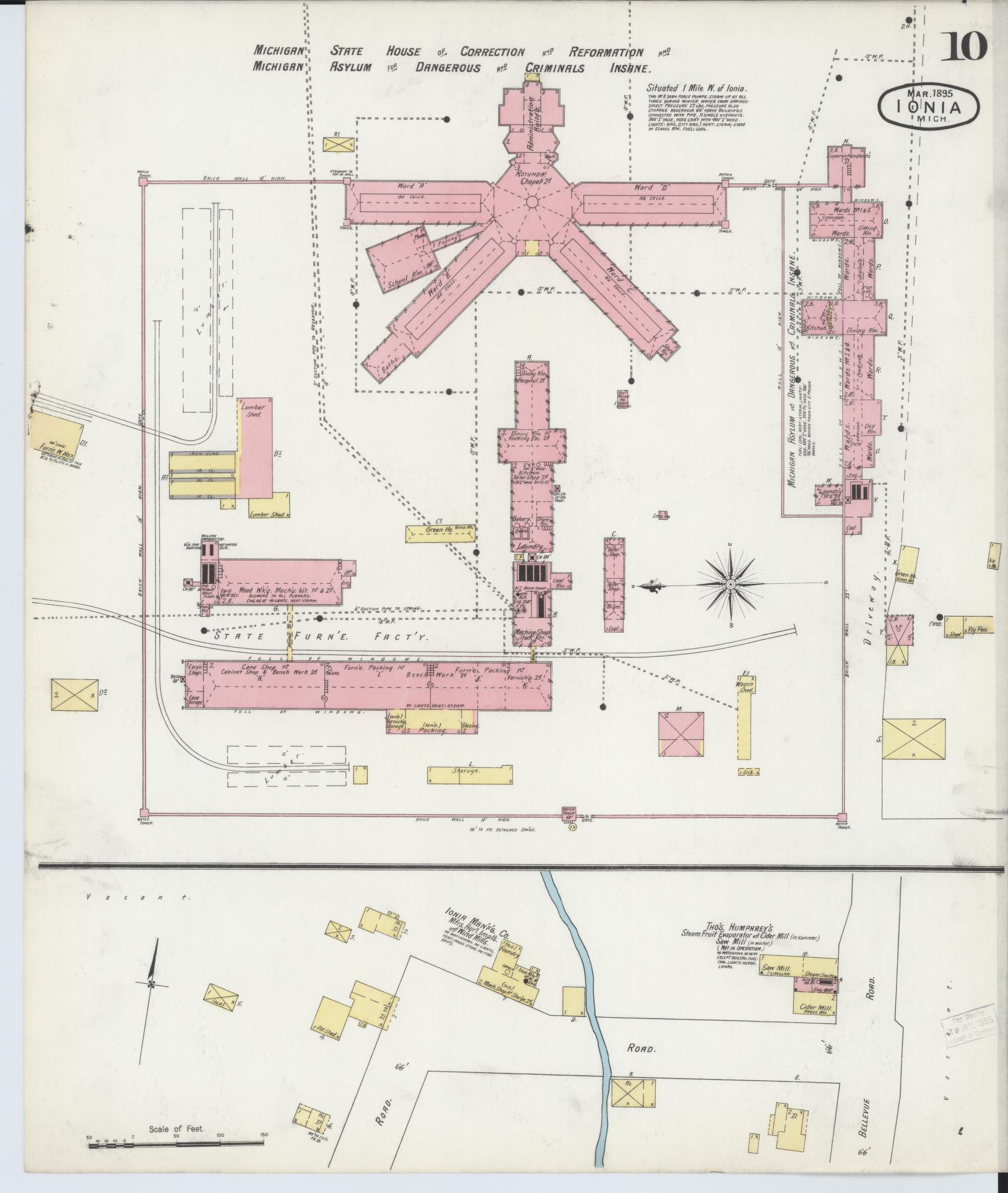 Sanborn Fire Insurance Map from Ionia, Ionia County, Michigan (1895), Sheet #0010 - Historic Sanborn Fire Insurance Map Print, vintage old map wall art, antique decor, genealogy gift, Michigan Michigan map