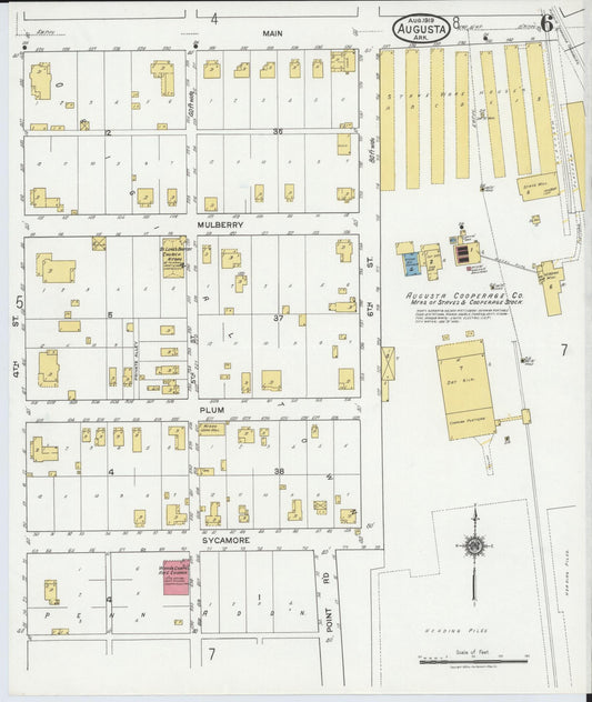 Sanborn Fire Insurance Map from Augusta, Woodruff County, Arkansas (1919), Sheet #0006 - Historic Sanborn Fire Insurance Map Print, vintage old map wall art, antique decor, genealogy gift, Arkansas Arkansas map