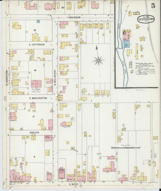 Sanborn Fire Insurance Map from Georgetown, Scott County, Kentucky (1895), Sheet #0005 - Historic Sanborn Fire Insurance Map Print, vintage old map wall art, antique decor, genealogy gift, Kentucky Kentucky map