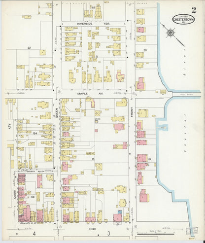 Sanborn Fire Insurance Map from Chestertown, Kent County, Maryland (1915), Sheet #0002 - Complete Map Set gallery image, historic Sanborn map, vintage wall art, Maryland Maryland