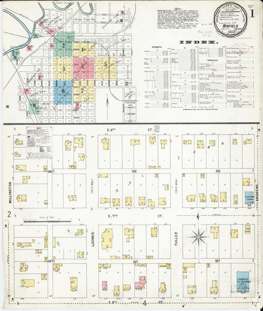 Sanborn Fire Insurance Map from Winfield, Cowley County, Kansas (1899), Sheet #0001 - Historic Sanborn Fire Insurance Map Print, vintage old map wall art, antique decor, genealogy gift, Kansas Kansas map