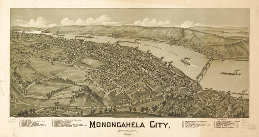 Monongahela City, Pennsylvania, 1902. (1902) – Historic Bird’s-Eye View Panorama Print