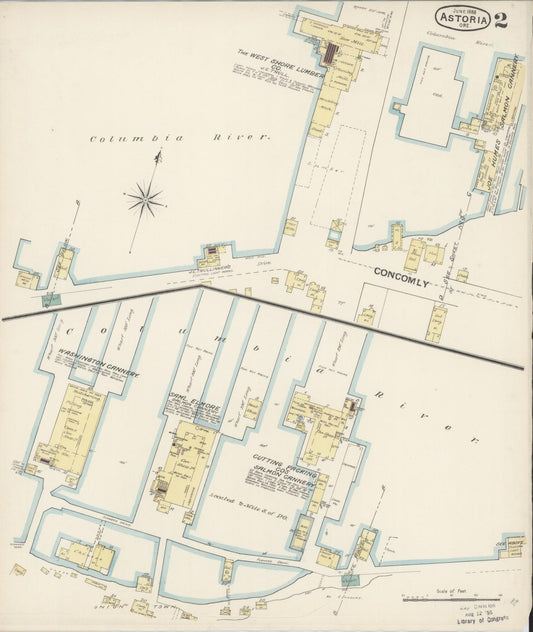 Sanborn Fire Insurance Map from Astoria, Clatsop County, Oregon (1888), Sheet #0002 - Historic Sanborn Fire Insurance Map Print, vintage old map wall art, antique decor, genealogy gift, Oregon Oregon map