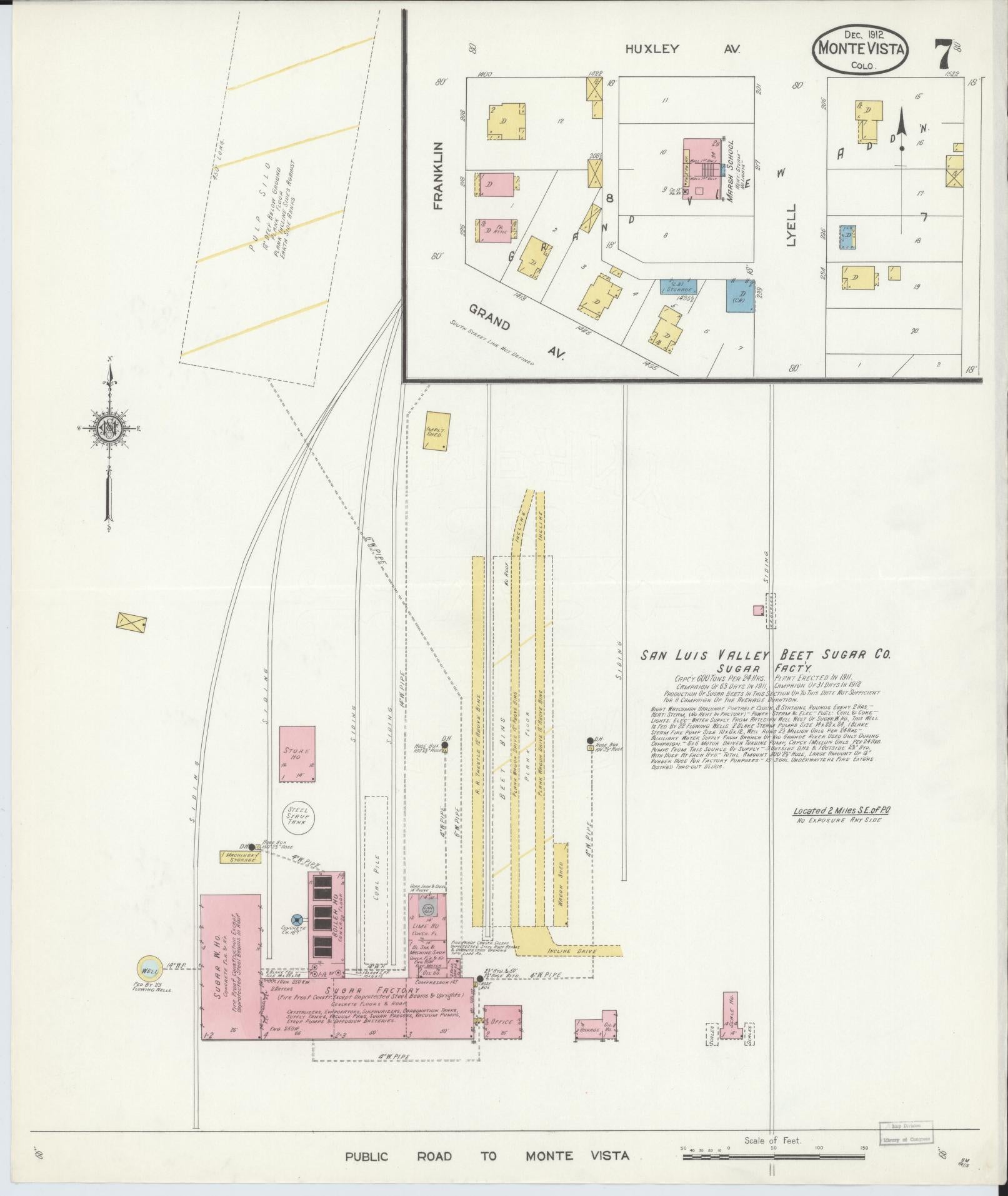 Sanborn Fire Insurance Map from Monte Vista, Rio Grande County, Colorado (1912), Sheet #0007 - Complete Map Set gallery image, historic Sanborn map, vintage wall art, Colorado Colorado
