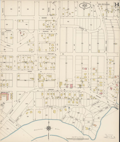 Sanborn Fire Insurance Map from Bend, Deschutes County, Oregon (1920), Sheet #0014 - Complete Map Set gallery image, historic Sanborn map, vintage wall art, Oregon Oregon