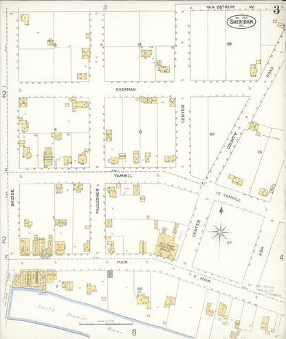 Sanborn Fire Insurance Map from Sheridan, Yamhill County, Oregon (1905), Sheet #0003 - Complete Map Set gallery image, historic Sanborn map, vintage wall art, Oregon Oregon