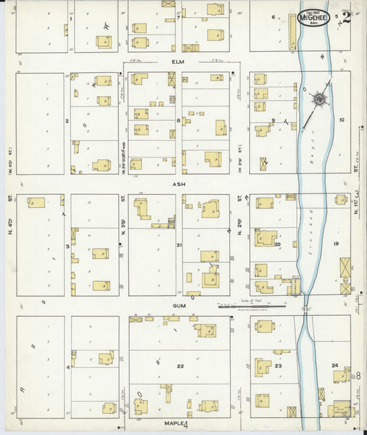 Sanborn Fire Insurance Map from McGehee, Desha County, Arkansas (1920), Sheet #0002 - Historic Sanborn Fire Insurance Map Print, vintage old map wall art, antique decor, genealogy gift, Arkansas Arkansas map