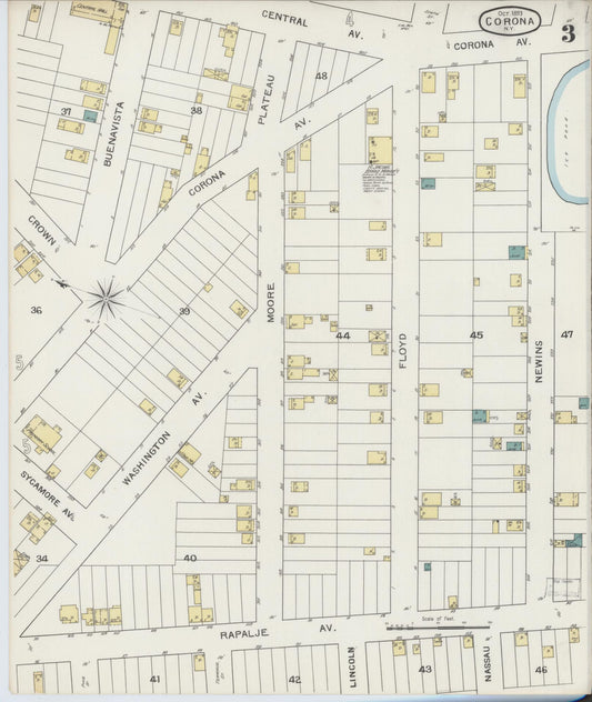 Sanborn Fire Insurance Map from Corona, Queens County, New York (1893), Sheet #0003 - Historic Sanborn Fire Insurance Map Print, vintage old map wall art, antique decor, genealogy gift, New York New York map