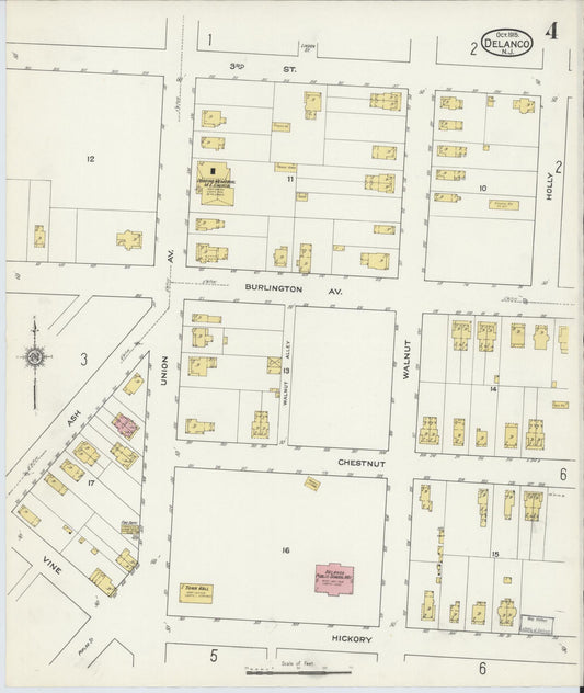 Sanborn Fire Insurance Map from Delanco, Burlington County, New Jersey (1915), Sheet #0004 - Historic Sanborn Fire Insurance Map Print, vintage old map wall art, antique decor, genealogy gift, New Jersey New Jersey map