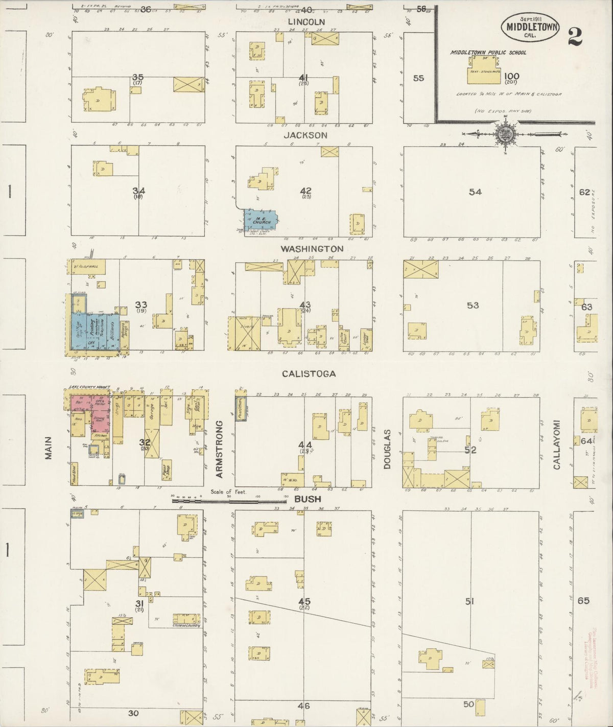 Sanborn Fire Insurance Map from Middletown, Lake County, California (1911), Sheet #0002 - Complete Map Set gallery image, historic Sanborn map, vintage wall art, California California