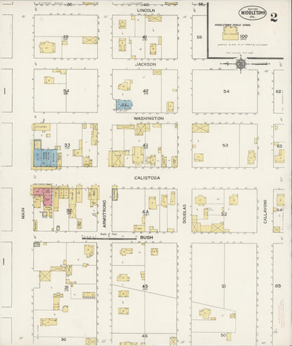 Sanborn Fire Insurance Map from Middletown, Lake County, California (1911), Sheet #0002 - Complete Map Set gallery image, historic Sanborn map, vintage wall art, California California