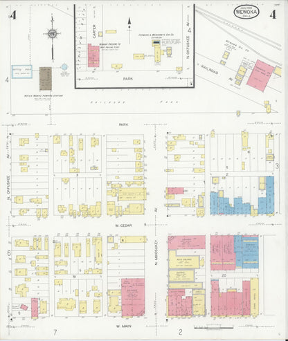 Sanborn Fire Insurance Map from Wewoka, Seminole County, Oklahoma (1930), Sheet #0004 - Complete Map Set gallery image, historic Sanborn map, vintage wall art, Oklahoma Oklahoma