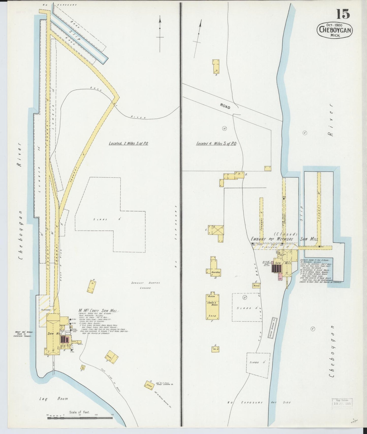 Sanborn Fire Insurance Map from Cheboygan, Cheboygan County, Michigan (1900), Sheet #0015 - Complete Map Set gallery image, historic Sanborn map, vintage wall art, Michigan Michigan