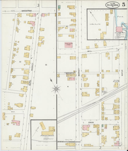 Sanborn Fire Insurance Map from Selins Grove, Snyder County, Pennsylvania (1899), Sheet #0005 - Historic Sanborn Fire Insurance Map Print, vintage old map wall art, antique decor, genealogy gift, Pennsylvania Pennsylvania map