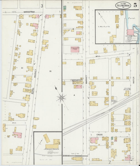 Sanborn Fire Insurance Map from Selins Grove, Snyder County, Pennsylvania (1899), Sheet #0005 - Historic Sanborn Fire Insurance Map Print, vintage old map wall art, antique decor, genealogy gift, Pennsylvania Pennsylvania map