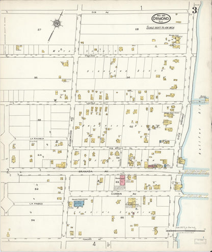 Sanborn Fire Insurance Map from Ormond, Volusia County, Florida (1921), Sheet #0003 - Complete Map Set gallery image, historic Sanborn map, vintage wall art, Florida Florida