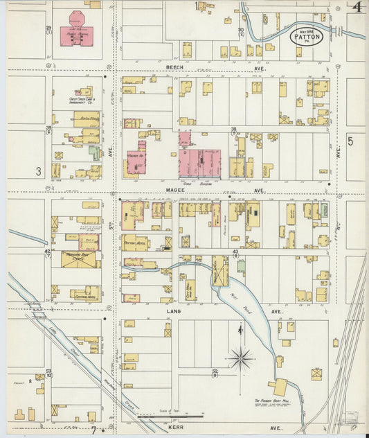 Sanborn Fire Insurance Map from Patton, Cambria County, Pennsylvania (1898), Sheet #0004 - Historic Sanborn Fire Insurance Map Print, vintage old map wall art, antique decor, genealogy gift, Pennsylvania Pennsylvania map