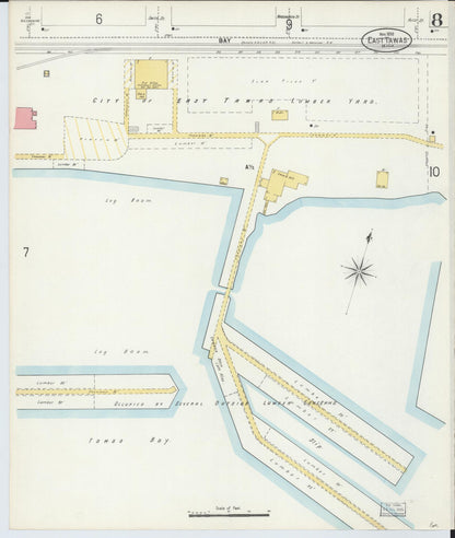 Sanborn Fire Insurance Map from East Tawas, Iosco County, Michigan (1898), Sheet #0008 - Complete Map Set gallery image, historic Sanborn map, vintage wall art, Michigan Michigan
