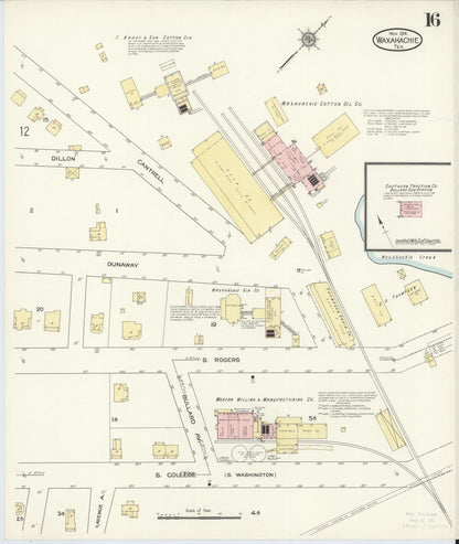 Sanborn Fire Insurance Map from Waxahachie, Ellis County, Texas (1914), Sheet #0016 - Complete Map Set gallery image, historic Sanborn map, vintage wall art, Texas Texas