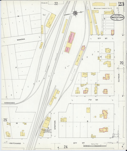 Sanborn Fire Insurance Map from Watertown, Jefferson County, Wisconsin (1909), Sheet #0023 - Complete Map Set gallery image, historic Sanborn map, vintage wall art, Wisconsin Wisconsin