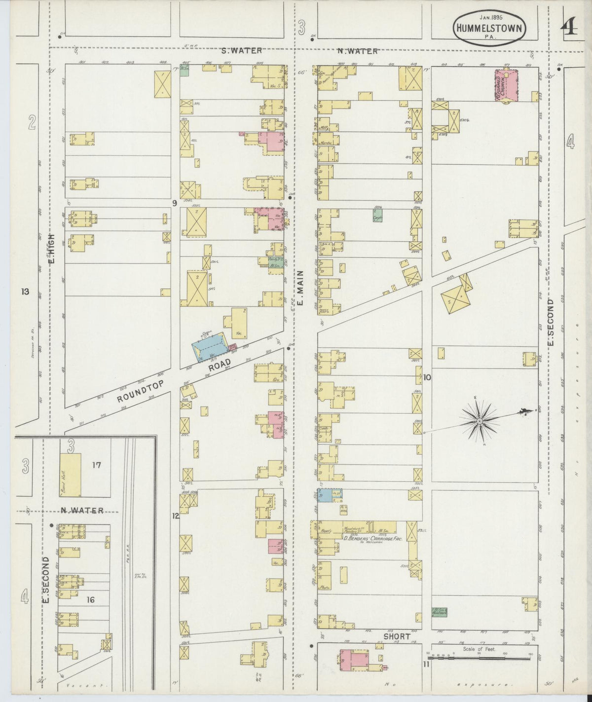 Sanborn Fire Insurance Map from Hummelstown, Dauphin County, Pennsylvania (1895), Sheet #0004 - Complete Map Set gallery image, historic Sanborn map, vintage wall art, Pennsylvania Pennsylvania