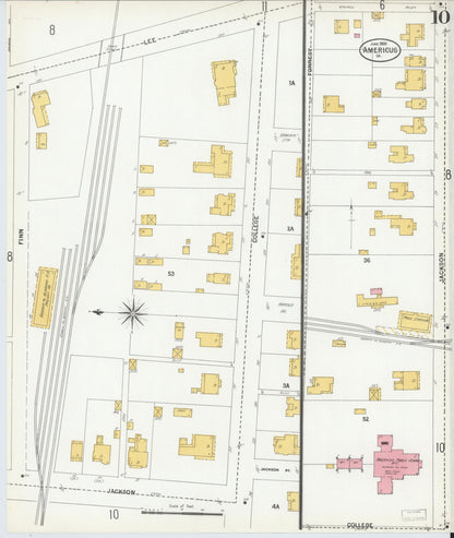 Sanborn Fire Insurance Map from Americus, Sumter County, Georgia (1900), Sheet #0010 - Complete Map Set gallery image, historic Sanborn map, vintage wall art, Georgia Georgia