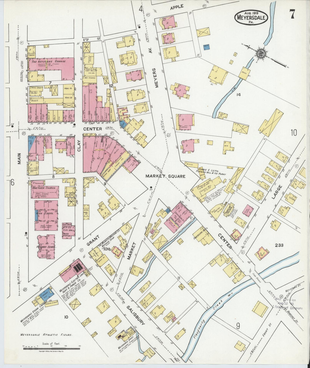 Sanborn Fire Insurance Map from Meyersdale, Somerset County, Pennsylvania (1919), Sheet #0007 - Complete Map Set gallery image, historic Sanborn map, vintage wall art, Pennsylvania Pennsylvania
