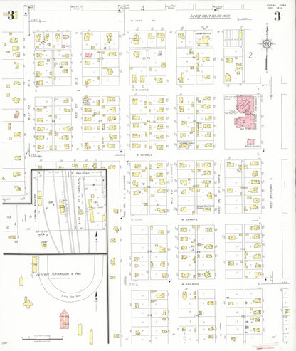 Sanborn Fire Insurance Map from Onawa, Monona County, Iowa (1934), Sheet #0003 - Historic Sanborn Fire Insurance Map Print
