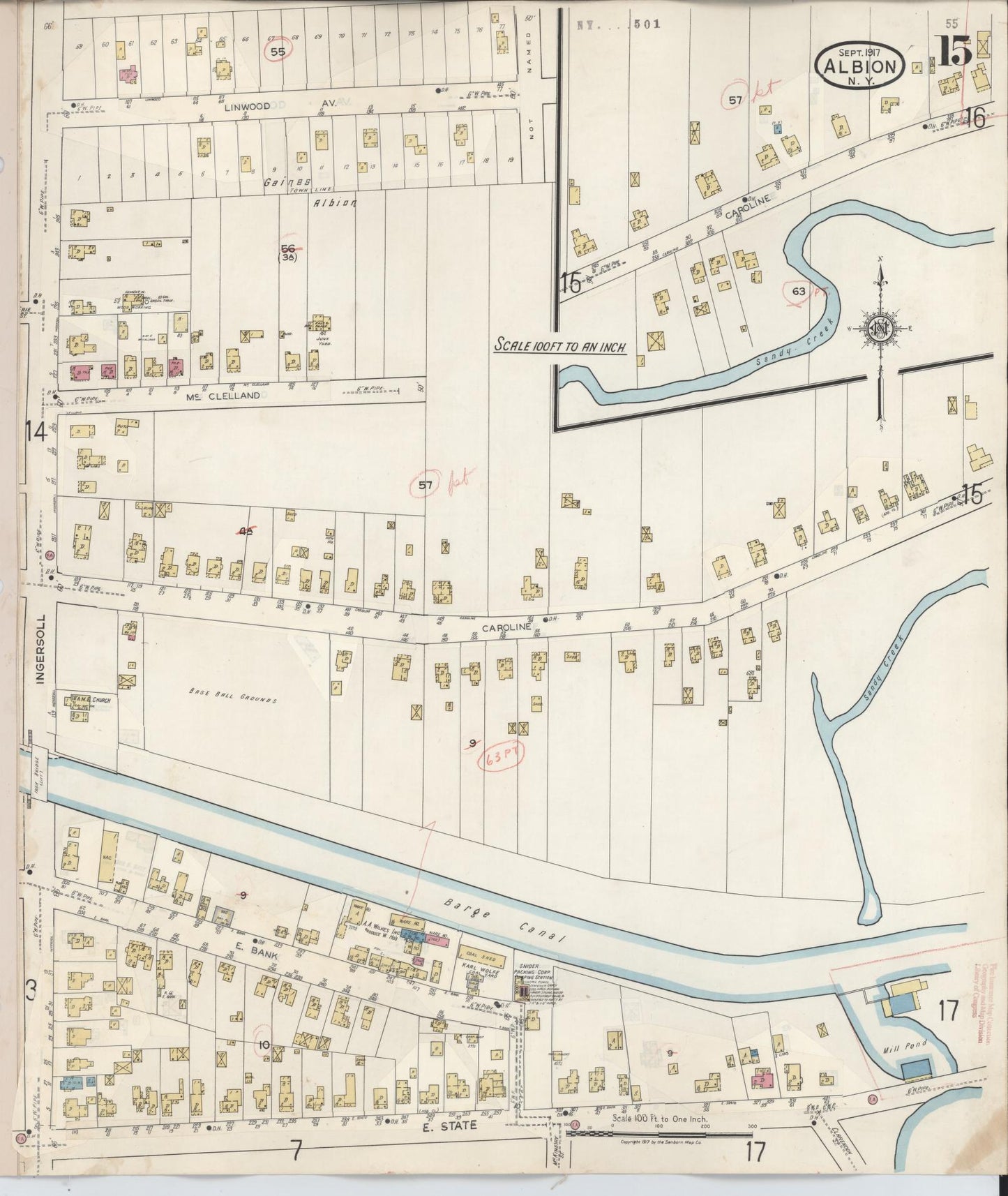 Sanborn Fire Insurance Map from Albion, Orleans County, New York (1941), Sheet #0015 - Complete Map Set gallery image, historic Sanborn map, vintage wall art, New York New York